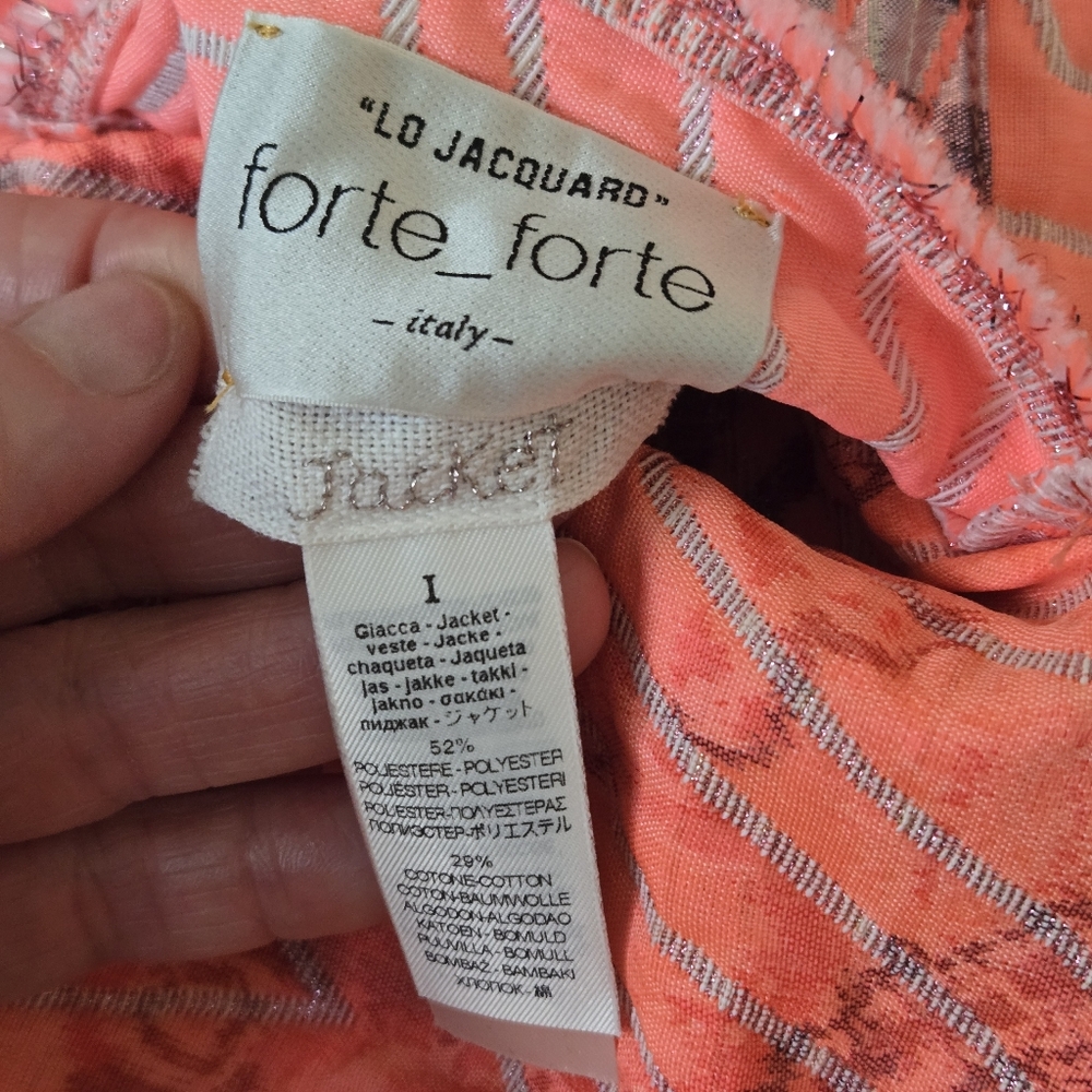 FORTE FORTE Patterned Jacquard Open front Gilet Vest Jacket Cardigan Size 1 Glam - Picture 14 of 16